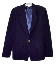 Austin Reed Navy Blue Gabardine Womens Blazer Jacket Size 8 USA