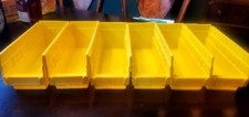 Lots Of 6 Akro M Self  U-Line Plastic Shelf Bins 4" x 12" x 4" Yellow Pack of 6.