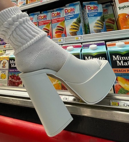STEVE MADDEN - TRIXIE, White REAL leather 5.75" block heel platform mules SZ 6.5 - Picture 9 of 12