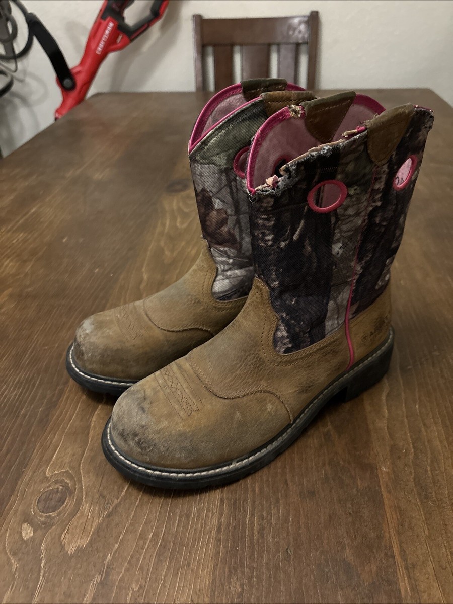 Ariat Cowgirl Boots Womens 10B Fatbaby Steel Toe Non Slip Camo