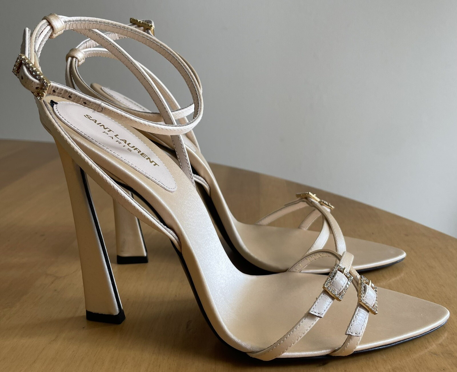 Autentici sandali Saint Laurent viola raso nudo taglia 39 BELLISSIMI!!