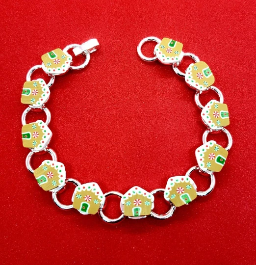 Unique GINGERBREAD HOUSE BRACELET handmade CUTE miniature GIFT BOXED sweet — 第 2/2 张图片