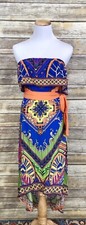 Flying Tomato Maxi Dress Small Geometric Strapless Smocked Belt Boho Festival