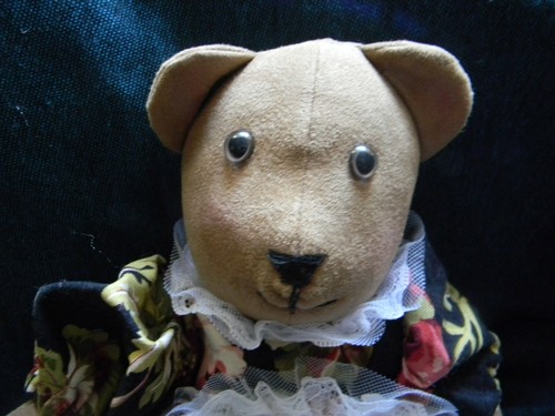 BEAR 16", handmade brown soft body stuffed-bent legs and fully dressed - Picture 2 of 2