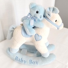 Aurora Baby Boy Musical Rocking Horse Stuffed Plush Toy Plays Go To Sleep