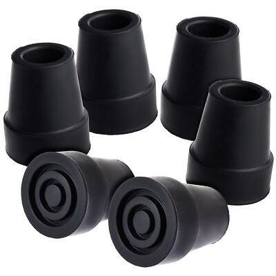 6 Pieces 3/4'' Black Rubber Replacement Tip Cap for Hiking Stick, Cane, Walker