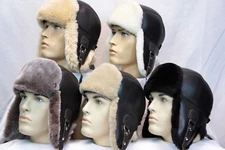 BROWN 5 Fur Colors Sheepskin Shearling Leather Trapper Ushanka Hunting Hat S-2XL