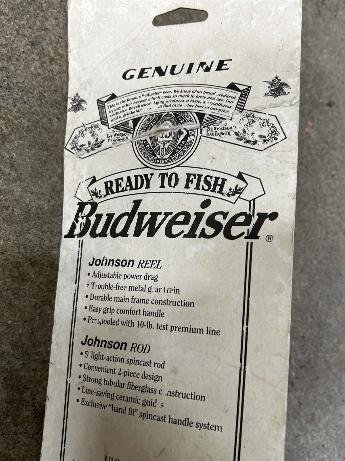 Vintage 1995 Budweiser Ready to Fish Fishing Bud Rod Reel Pole Johnson