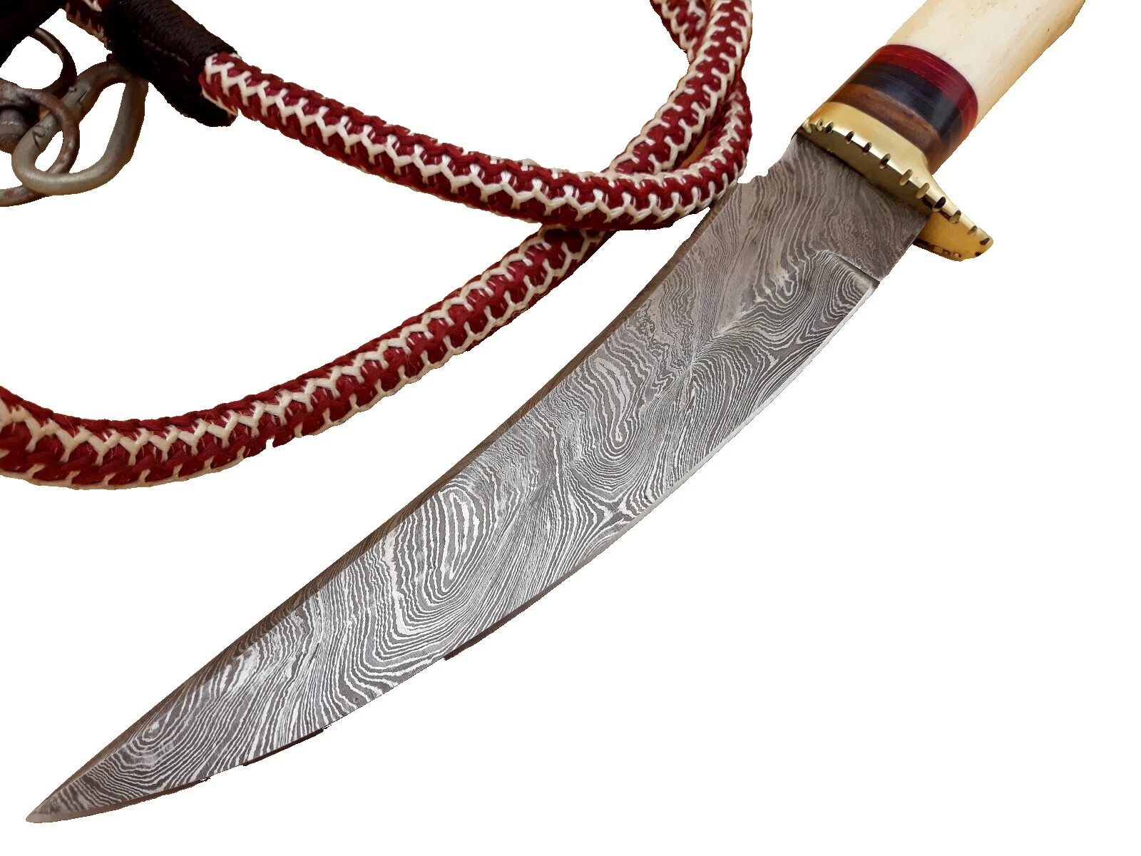 Боевые коллекционные ножи с фиксированным лезвием и рукояткой из дамасской стали