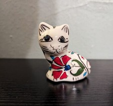Marmara Gini Hand Made Cat Kutahya Turkey Art Pottery 2×3 Inches