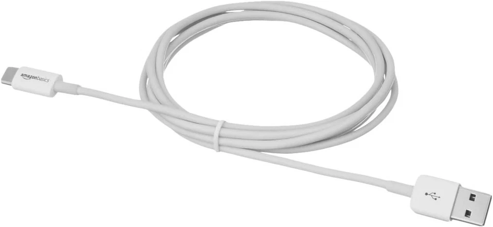 Cable cargador rápido USB-C a USB-A Amazon Basics 6 pies blanco Apple iPhone iPad Sams Foto 3 de 4