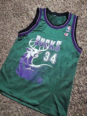 VTG Ray Allen Champion Jersey Milwaukee Bucks Big Buck Nba Jersey