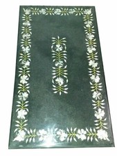 Mesa de mármol de 48" x 24" con incrustación de piedras semipreciosas hecha a mano con incrustación de arte