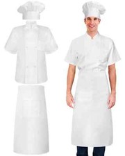 Halloween 3 Pcs Chef Unisex Costume Chef Tall Hat Coat Bistro Apron