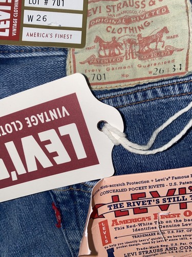 Levi's 1950 Abbigliamento Vintage LVC 701 Jeans a Vita Alta Donna 26 Selvedge $255 - Foto 5 di 8