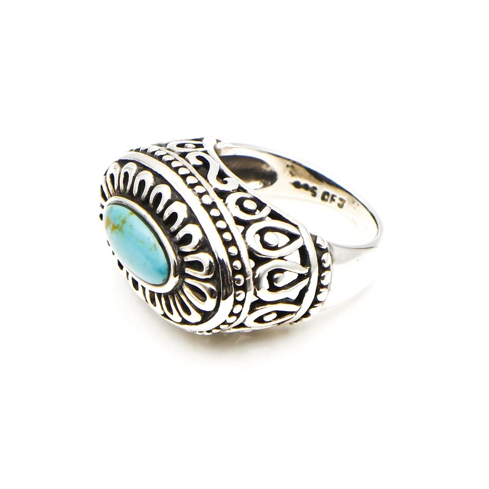 Vintage CFJ Sterling Silver Turquoise Statement Ring Size 6 - Image 4 of 4