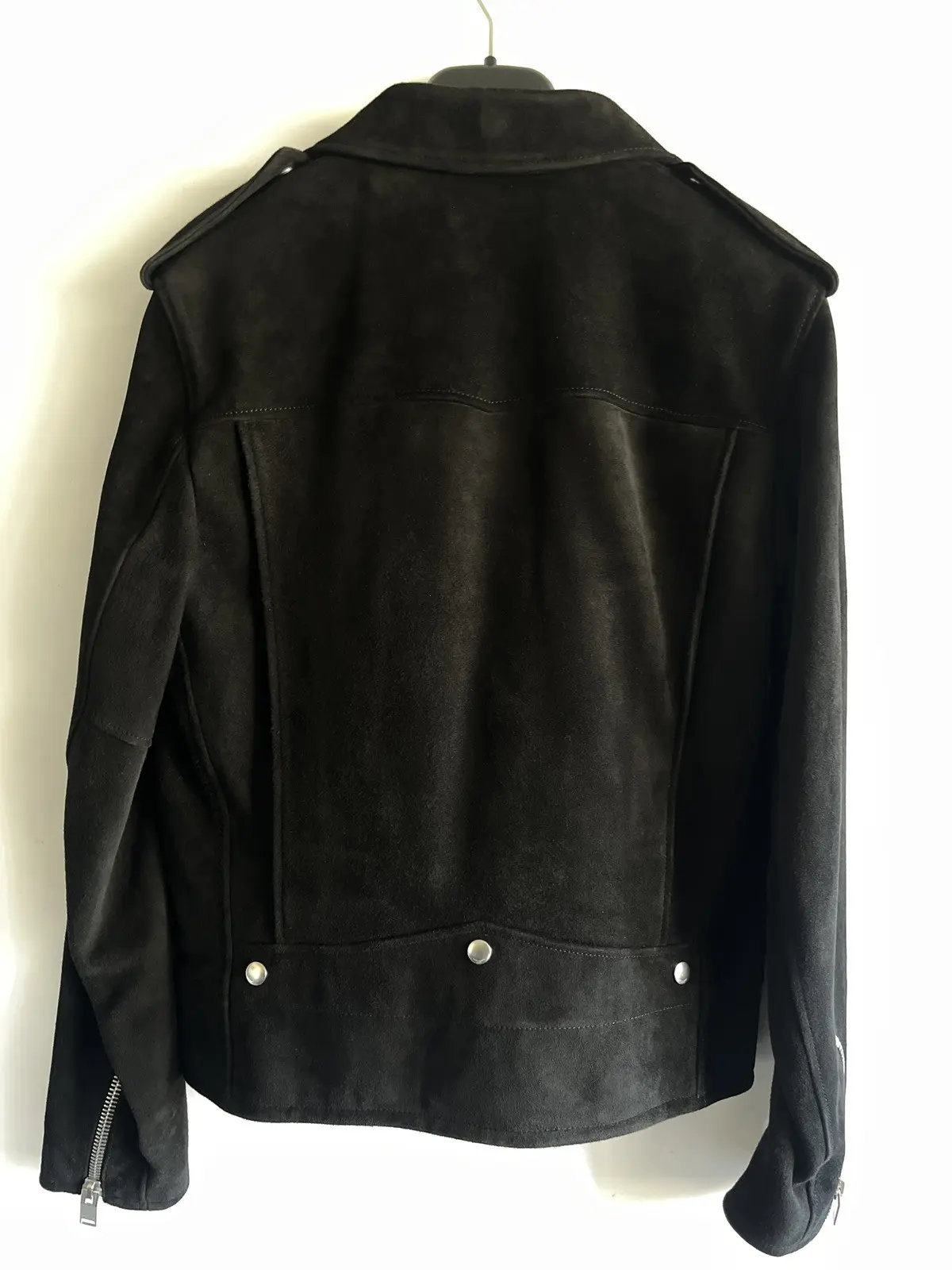 Giacca da motociclista Saint Laurent Paris in pelle scamosciata nera L01 taglia 50