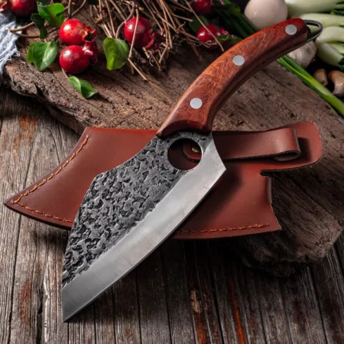 Butcher Knife Hand Forged Kitchen Chef Knife Serbian Meat Cleaver Slicing Knife - Picture 15 of 20
