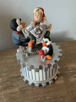 Harley-Davidson Animated X-Mas Penguin Workshop Wind Up Music Box (works)