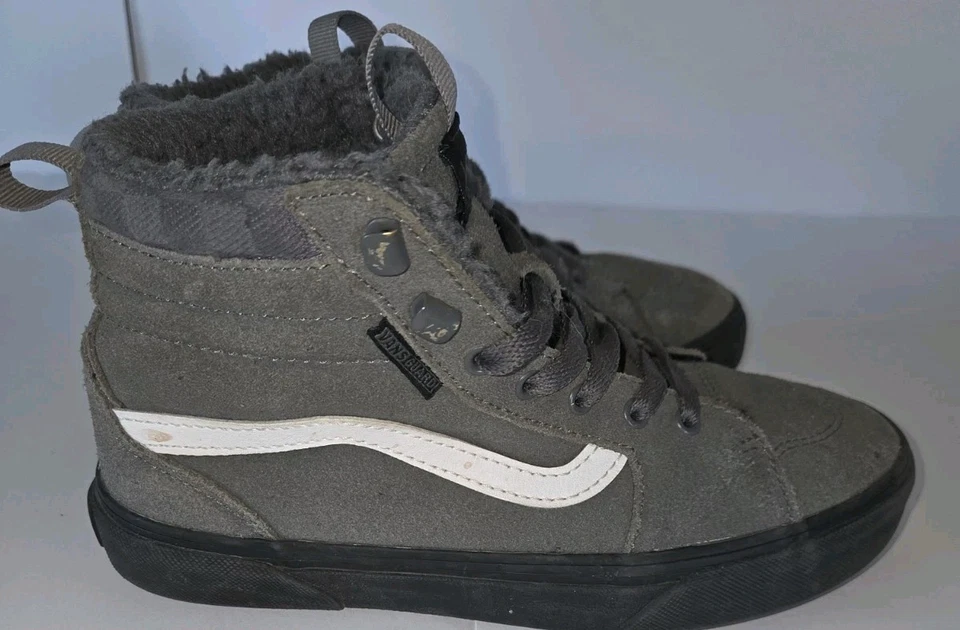 Vans Filmore Youth Boys Suede High-Top Lined Sneaker Size 4 Gray White Black - Image 4 of 4