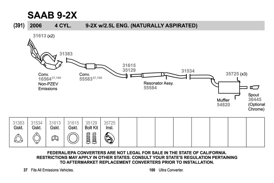 For Subaru Impreza 06-07 Walker 55584 Aluminized Steel Round Resonator Assembly - Image 2 of 4