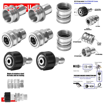 #ad M22 to 3 8 Inch Quick Disconnect Pressure Washer Set – Durable amp; Leak Proof $45.59