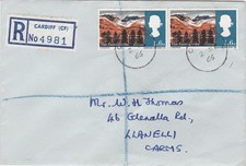 1966 registered FDC cover sent from Cardiff to Llanelli
