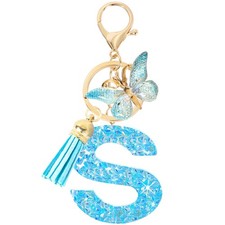 Initial letter Keychains for Girls Tassel Butterfly Cute Car Keychain for Wal...