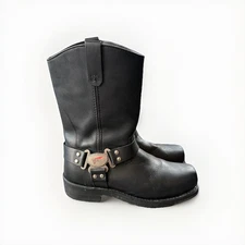 Red Wing 969 Leather BLACK Motorcycle Boots Size 11D Harness Soft Toe 2008