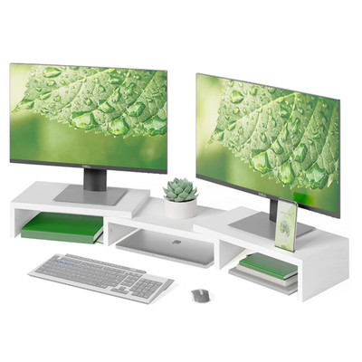 Monitorständer Holz,Dual Monitor Stand Riser,Verstellbare Länge und Schwenkwinke