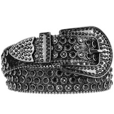 Rhinestone Belt for Women Men, Western Cowgirl Cowboy Bling Studded Leather B...