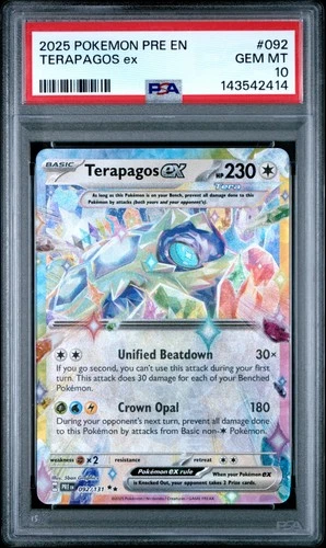 2025 POKEMON PRE EN-PRISMATIC EVOLUTIONS #092 TERAPAGOS EX PSA 10