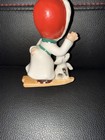 Vtg UCAGCO Ceramic Christmas Girl Ski Dog Japan — photo 3