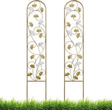Metal Garden Trellis with Ginkgo Leaves - Outdoor Arched Fence Trellis for Climb