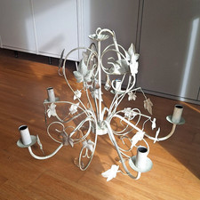 Kronleuchter 5-flammig Lüster Shabby Chic Kristallperlen Landhausstil