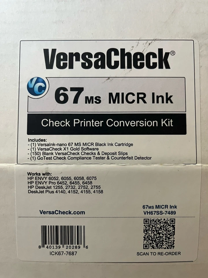 Versaink 67 MS MICR Blank Ink Cartridge & Versacheck X1 Gold Kit - Missing Parts - Image 2 of 4