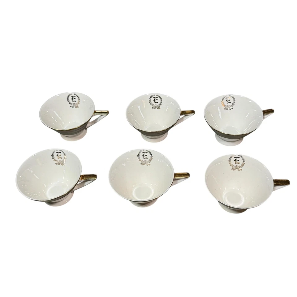 Vintage Salem Century 9053 Streamline E Monograma 24 Peças Conjunto de China Ouro 22K MCM - Imagem 2 de 4