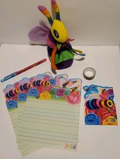 Lisa Frank Lot BUZZ Bumble Bee Plush 3 Stationary Sheets Pen Mini Notebook Tape
