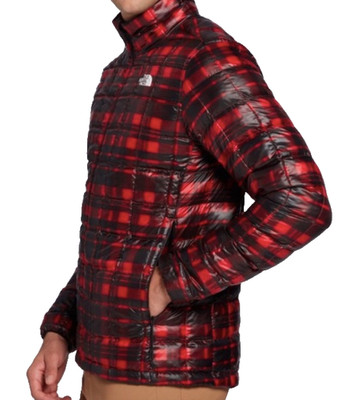 NORTH FACE Thermoball Eco Jacket Men Size Large Red Black Plaid Zip NF0A5J1F