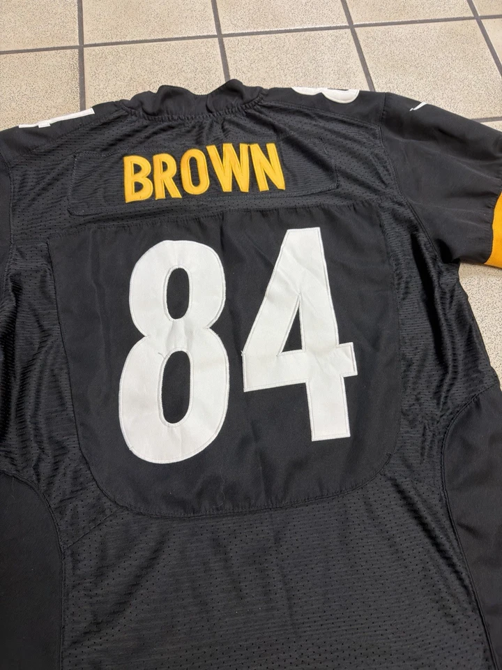 Футболка мужская Nike Antonio коричневая Pittsburgh Steelers средний размер черная No84 с нашивками NFL - Изображение 2 из 4