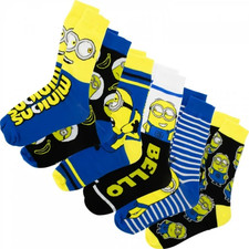 One Size Fits Most - Illumination Minions Socks - 6 Pair Crew Socks - NEW