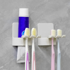 2 PCS Self-Adhesive Toothbrush Holders Wall Mounted, Water Proof Toothbrush Ho