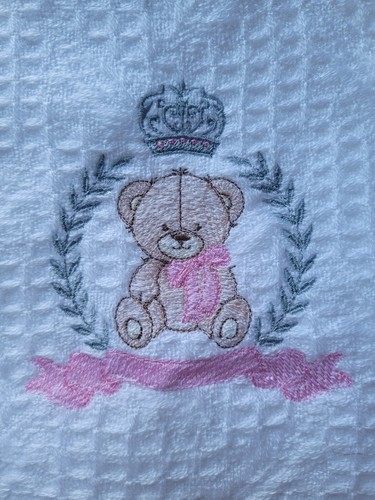 scialle bambino BIANCO personalizzato design BIANCO principe/principessa orsacchiotto più nome - Foto 2 di 14