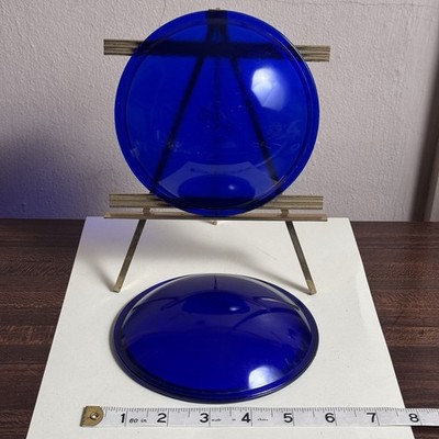 2 Vtg 5   Major Kopp Blue Glass Lens Rail Road Signal Auto Train Stop Light