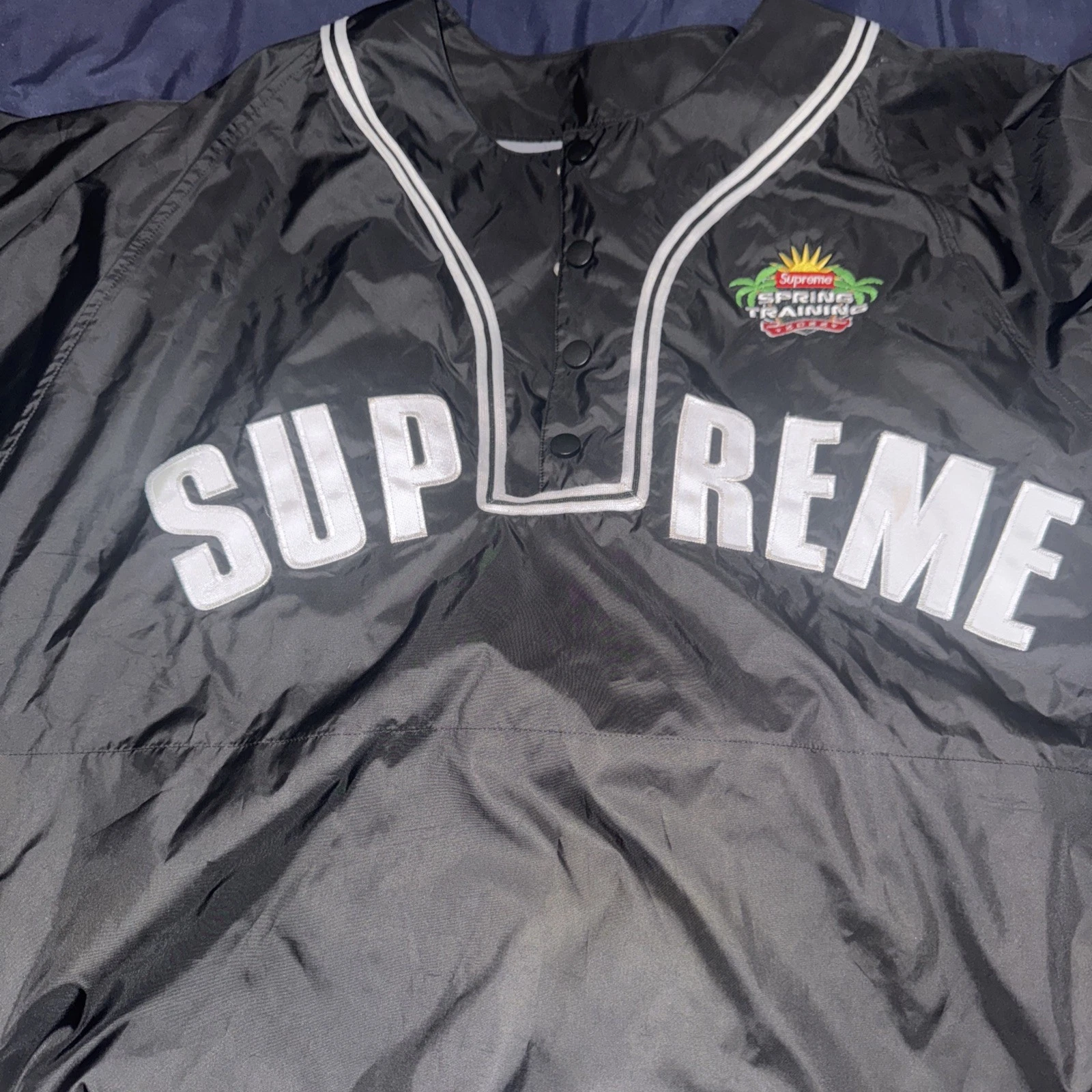 Veste d'entraînement printemps 2022 Supreme Baseball manches snap off noir
