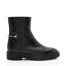 Gucci Guccissima Leather Horsebit Ankle Boots - Size 8 / 38