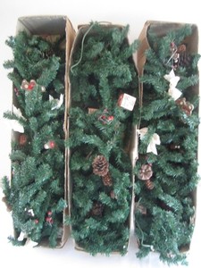 VTG Lot of 3 Bears & Blocks Artifical Pine Garland 8Ft  Xmas Around the World