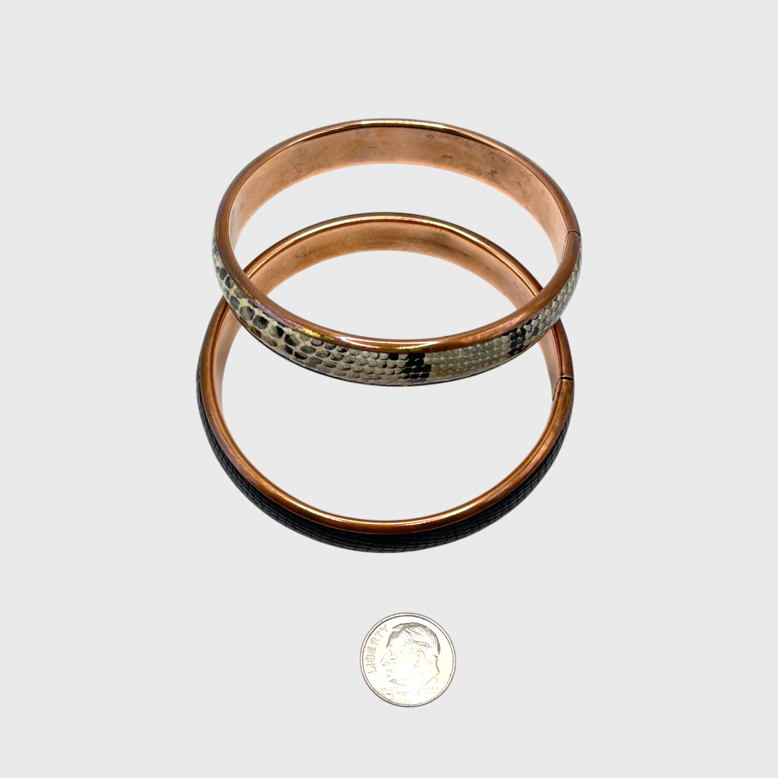 VTG Copper Bracelet Bangle Set Stackable Snakeski… - image 6