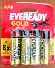Energizer Eveready GOLD Alkaline AA Long Lasting Batteries 8 Count