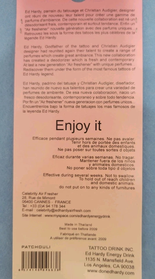 Ambientador Ed Hardy por Christian Audigier Wolf aroma pachulí nuevo Foto 4 de 4